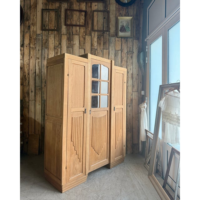 Large Art Deco Asymmetrical Oak Wardrobe, 1920s For Sale - Image 9 of 18