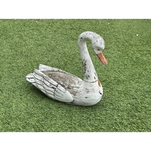 Wooden Swan Carved and Painted Decoy Sculpture For Sale In San Diego - Image 6 of 10