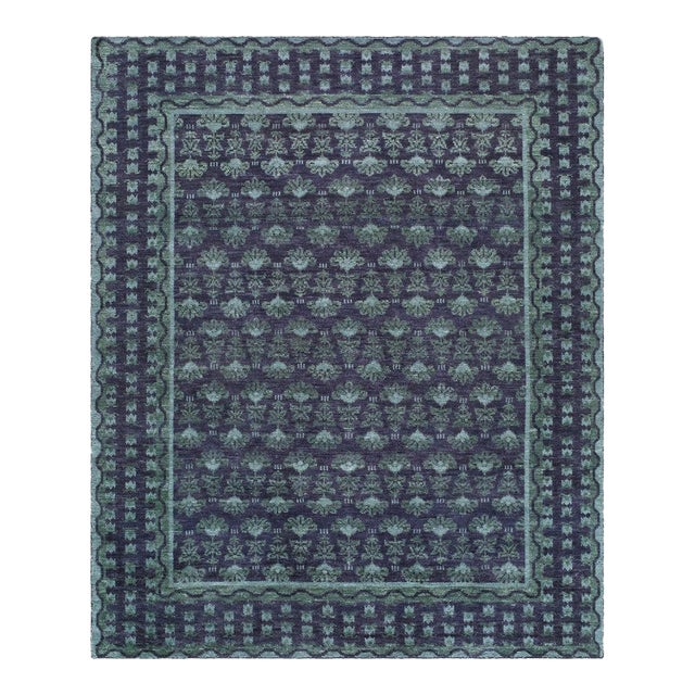 Azule Handmade Rug Forest Green 6x9 For Sale