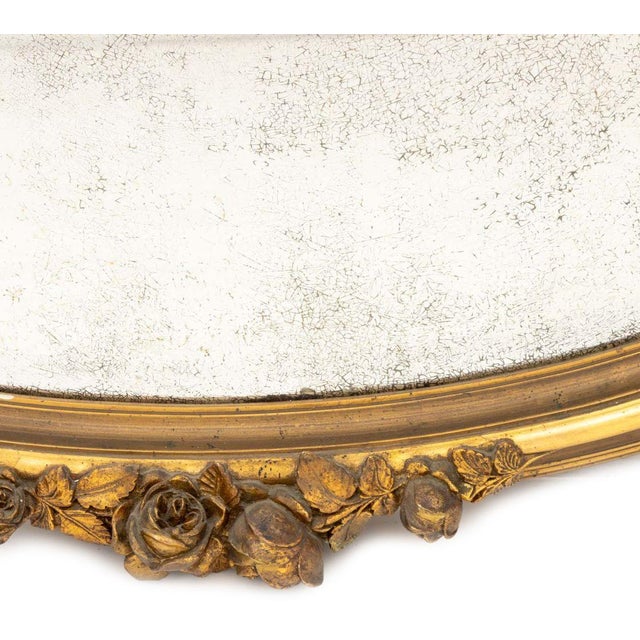 Early 20th Century Gilded Age Gilt Composition Oval Beveled Mirror For Sale - Image 4 of 6
