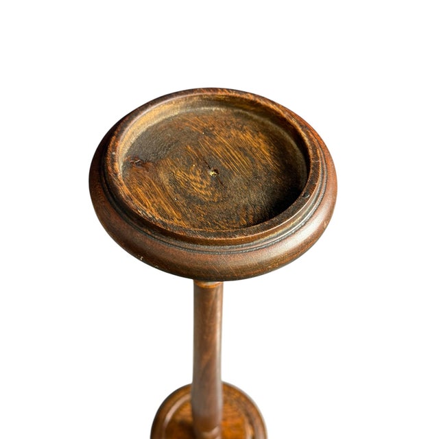 Antique Turned Wood Pedestal Stand, 1930 For Sale - Image 10 of 13