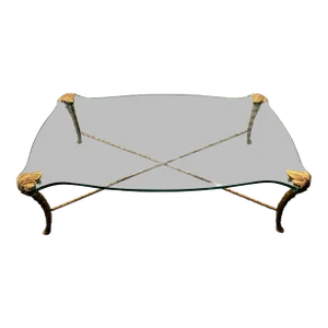 Mid 20th Century Maison Charles Style Gilt Bronze and Glass Cocktail Table
