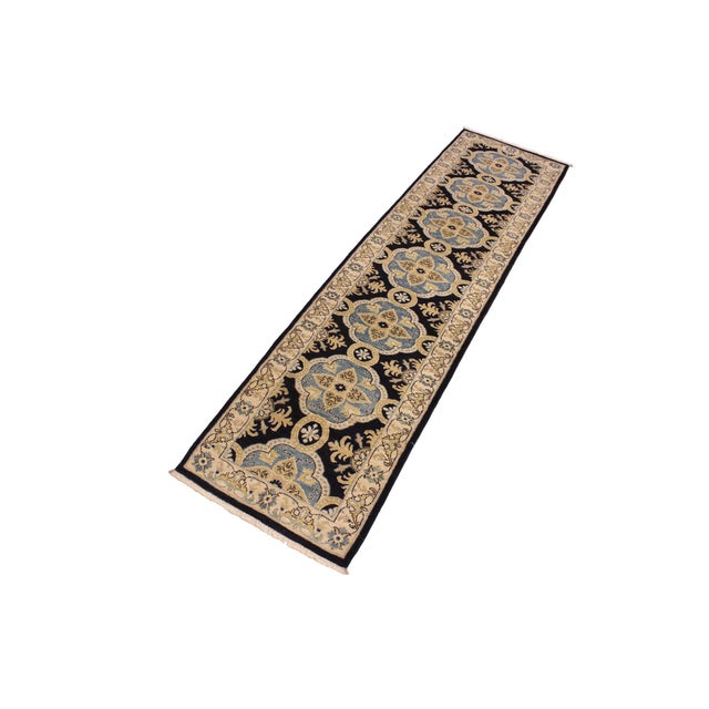 Shabby Chic Shabby Chic Ziegler Blue/Ivory Wool Runner Rug- 2'7'' X 10'0'' For Sale - Image 3 of 10