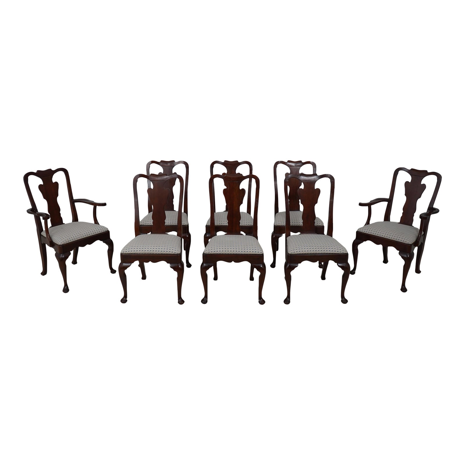 Set of 8 Statton Cherry Queen Anne Dining Room Chairs Chairish
