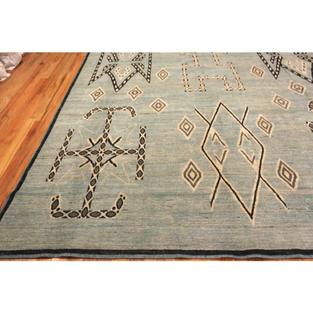 Gorgeous Pastel Tones Primitive Motifs Modern Large Rug, Country of Origin: Central Asia, Circa date: Modern Rugs – This...