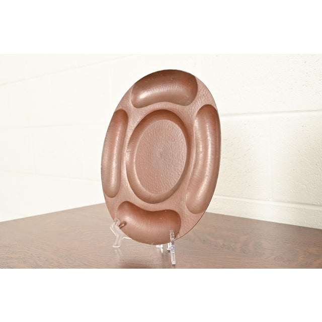 Art Deco Ramon Ramirez Arts & Crafts Hammered Copper Charger Plate or Tray For Sale - Image 3 of 12