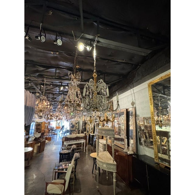 Gold 19th C. Italian Giltwood and Crystal Chandelier From Genoa For Sale - Image 8 of 8