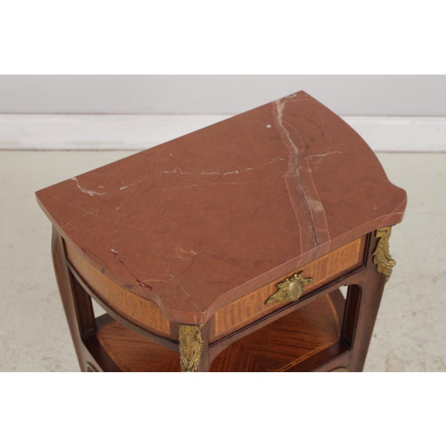 Bronze French Louis XV Marble Top Bronze Mounted Nightstand For Sale - Image 8 of 16