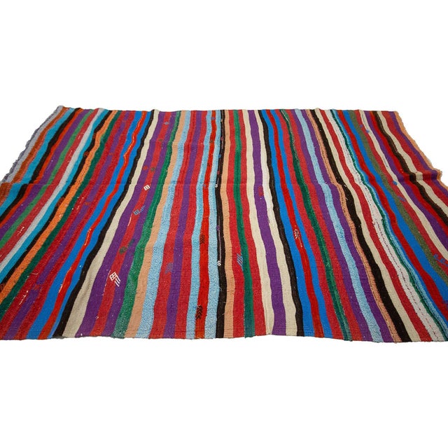 Striped Colorful Kilim Rug For Sale - Image 4 of 7