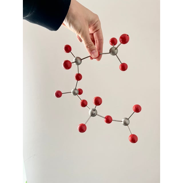 Red Vintage Atomic Age Molecular Model with Bakelite Balls, Former Czechoslovakia, 1950s For Sale - Image 8 of 12