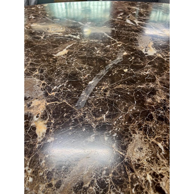 Mid 20th Century Attributed to Florence Knoll Oval Emperador Marble Top Dining Table on Borsani Chrome Steel Base For Sale - Image 12 of 12