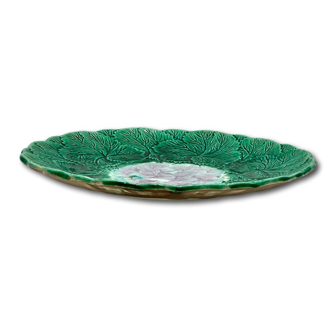 Beautiful 1880s Antique Victorian Majolica Dish With Bracket for Wall Plate Hanging Display - Great Colors For Sale - Image 14 of 18