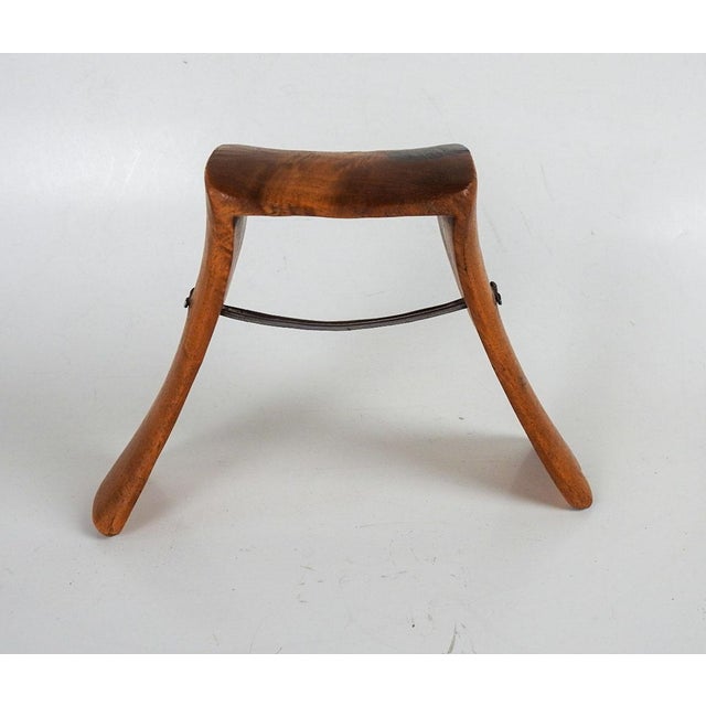 Vintage Handcarved Wood and Iron Sculptural Head Rest For Sale In Seattle - Image 6 of 7