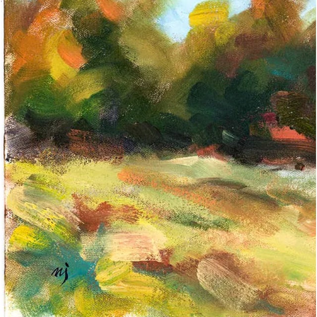Unstreched oil on canvas landscape, signed NJ lower left. Combined shipping available, please inquire.