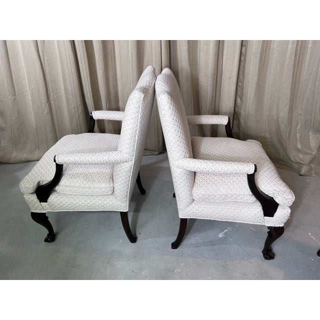 Mid 20th Century Pair of Vintage Queen Anne Style Club Chairs For Sale - Image 5 of 11