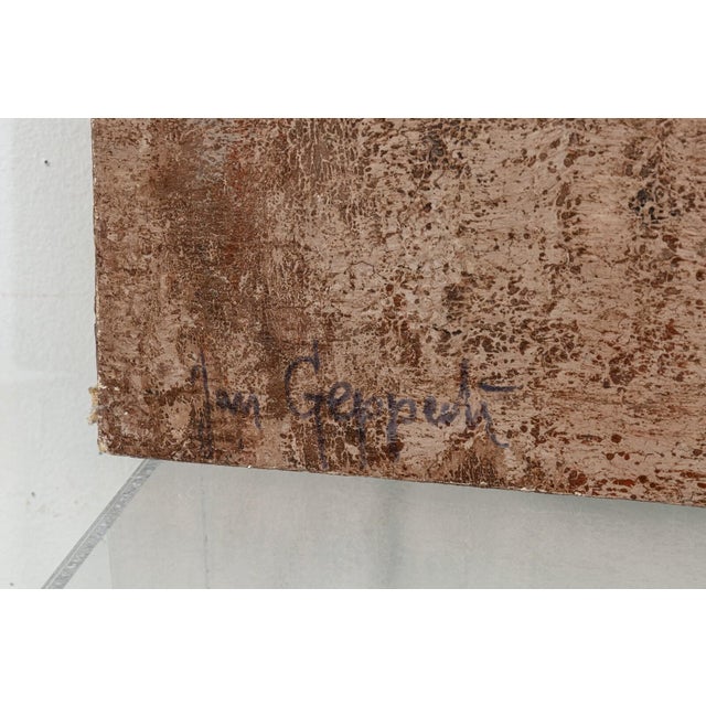 Textile Jan Geppert Lesn Opowies II Signed Modernist Abstract Oil Painting Canvas 1960s For Sale - Image 7 of 7