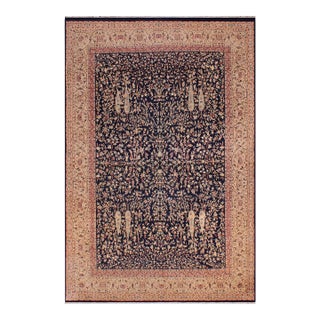 Elegant Kashan Pak-Persian Blue/Tan Wool Rug - 8'11'' X 12'2'' For Sale