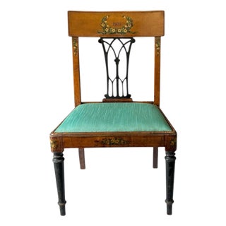 Antique English Edwardian Neo-Classical Painted Satinwood Child’s Chair For Sale