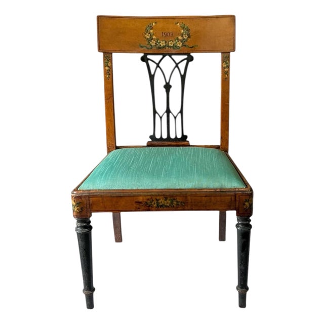 Antique English Edwardian Neo-Classical Painted Satinwood Child’s Chair For Sale