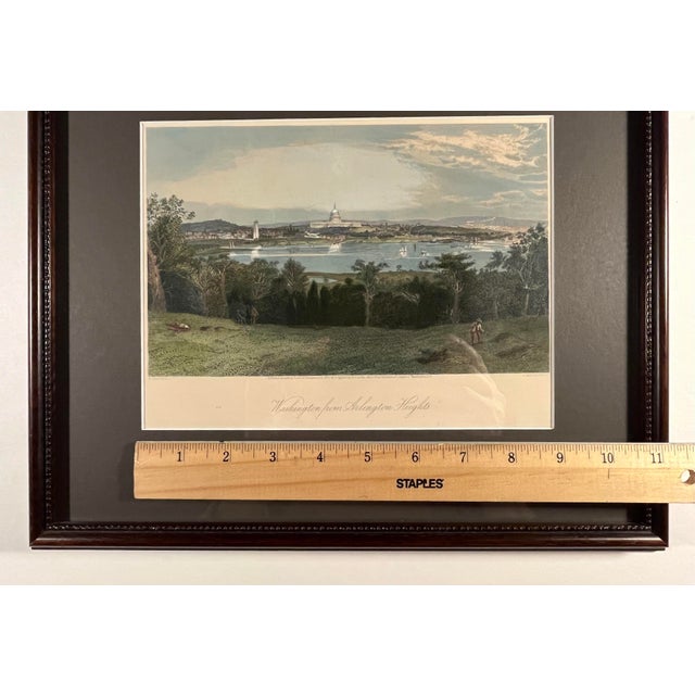 Brown 1872 Hand-Colored Steel Engraving Washington From Arlington Heights / Us Capitol For Sale - Image 8 of 9