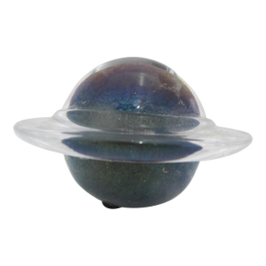 Limited Edition Sci Fi Channel Glass Planet Saturn Galaxy Paperweight