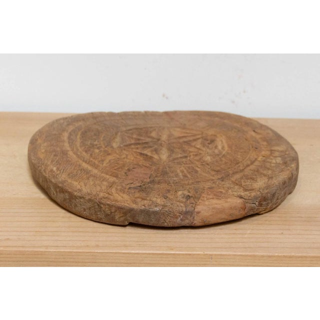 1960s Farmhouse Round Carved Plate For Sale - Image 5 of 6