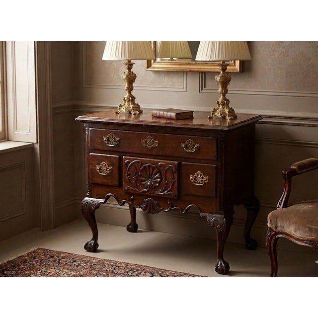 Chippendale Late 20th Century Councill Craftsmen Chippendale Revival Mahogany Lowboy Chest With Ball-and-Claw Feet For Sale - Image 3 of 10