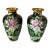 Small Bookend Matched Pair of Chinese Cloisonné Vases With Chrysanthemum Flowers For Sale