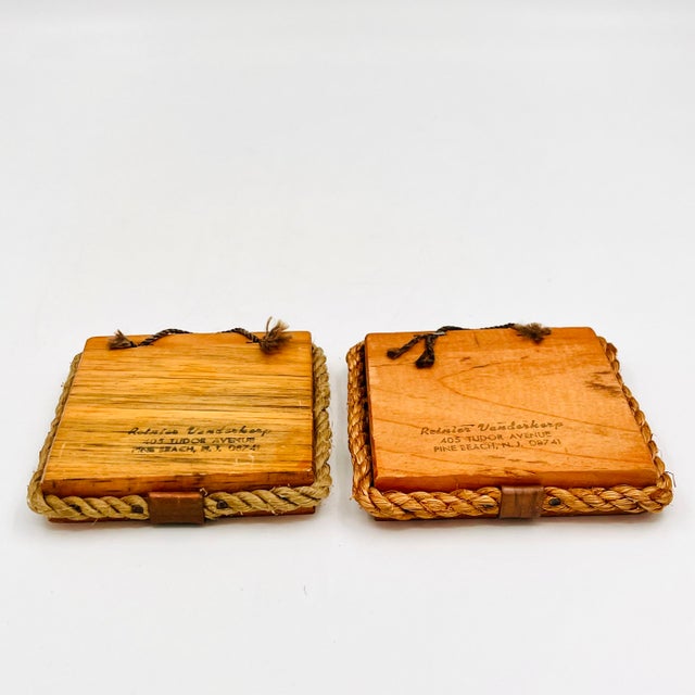 Vintage Folk Art Pen & Ink Petite Sailboat Art, Signed - Nautical Wood Plaques - Set of 2 For Sale - Image 17 of 18
