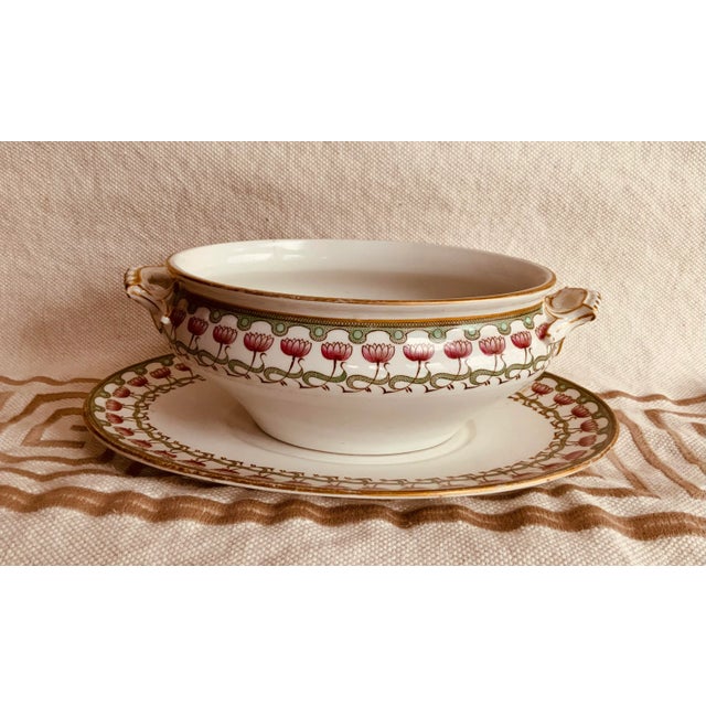 Exquisite Royal Worcester Grainger Sauce Tureen With Underplate - Egyptian Lotus Pattern (1889-1903) For Sale - Image 13 of 15