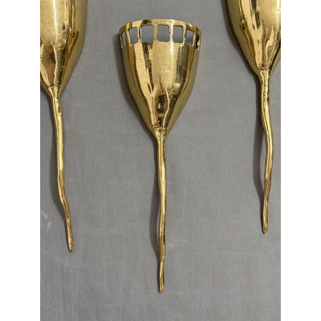 Vintage Brutalist Sconces in Bronze by David Marshall, 1980s., Set of 3 For Sale - Image 6 of 7