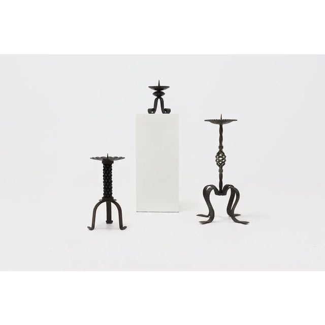 Brutalist Sculptural Wrought Iron Candleholder, 1960s For Sale - Image 9 of 10