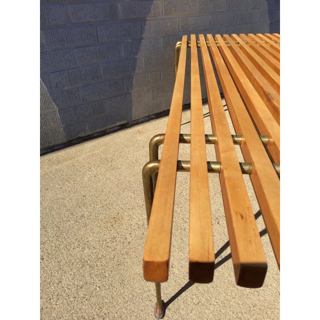 Mid-Century Modern Slat Bench Attributed to Hugh Acton, Circa 1960 For Sale - Image 9 of 10