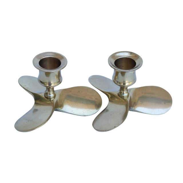 Brass Propeller Candle Holders, a Pair Chairish
