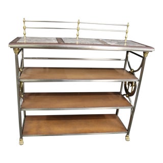 Maitland Smith Chrome and Brass Etagere W/ Narwhal For Sale
