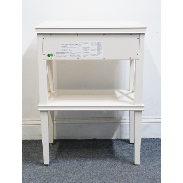 Pottery Barn Clara Lattice Collection Contemporary Modern 21" Nightstand in Sky White Finish For Sale - Image 11 of 13