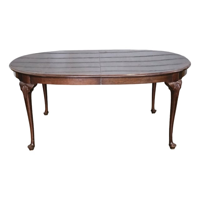 Late 20th Century Stickley Oval Solid Mahogany Dining Table Queen Anne Style For Sale