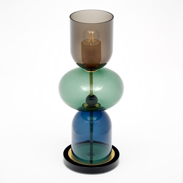 Italian Murano Glass Ettore Sottsass Style Urn Lamps For Sale - Image 3 of 9