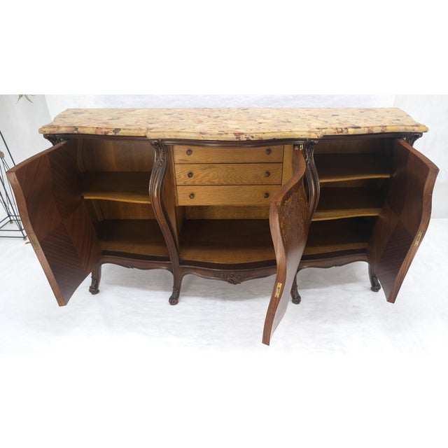 Very Fine Extra Large French Inlaid Bombe 3 Doors Dresser Fitted Drawers MINT For Sale - Image 18 of 18