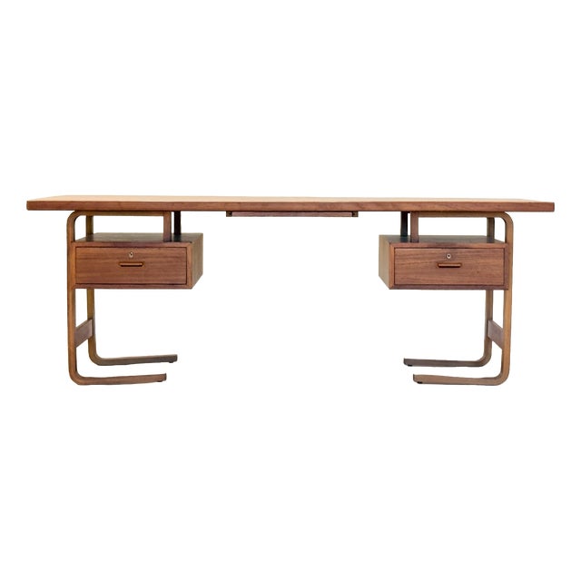 Large Danish Executive Desk in Teak by Jørgen Clausen for Brande Møbelfabrik, 1950s For Sale