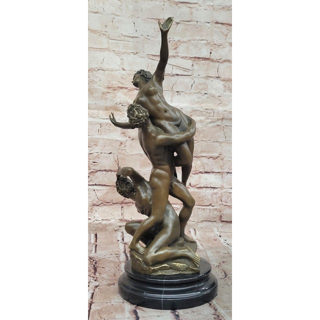 Giambologna Abduction of the Sabine Women by Giambologna Nude Bronze Sculpture Statue Greek Mythology For Sale - Image 4 of 10