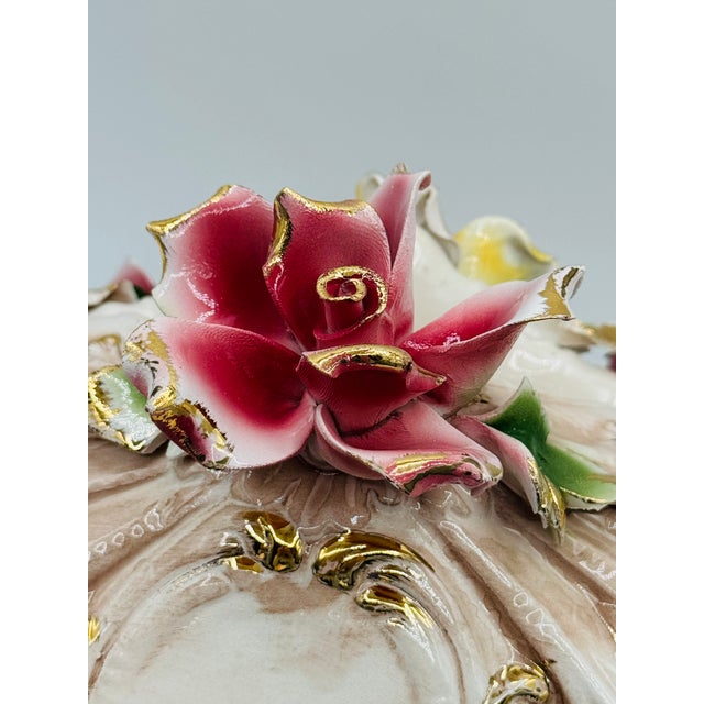 Ceramic Vintage Italian Capodimonte Porcelain Tureen or Serving Dish Centerpiece W/Roses For Sale - Image 7 of 18