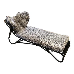 Antique Wicker Chaise Longue With New Cushions