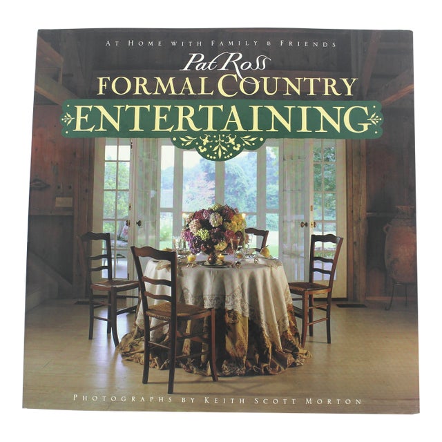 1992 Formal Country Entertaining Pat Ross Green Linen Hard Cover Book With Dust Jacket For Sale