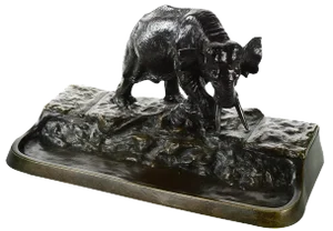 Austrian Bronze Elephant Sculpture Inkwell Stand