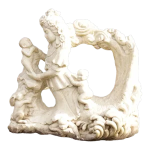 Late 20th Century Asian Style Large Figural Marble Outdoor Garden Statue