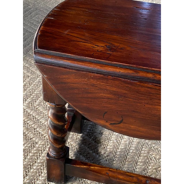 Brown English Style Oak Drop Leaf Side Table For Sale - Image 8 of 13