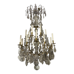 French 19th Century Bronze Chandelier With Baccarat Style Cut Glass