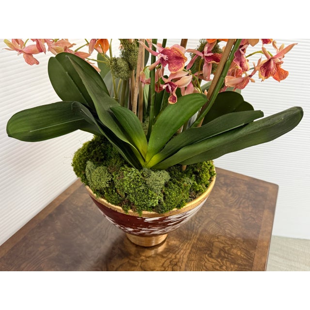 Pink Abigail Luxury Botanicals Faux Orchid Arrangement in Vase For Sale - Image 8 of 12