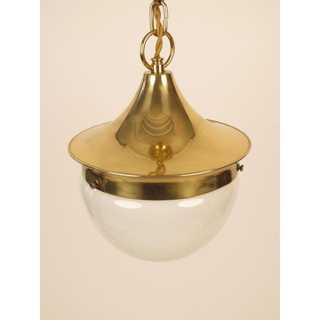 Early 20th Century Late Jugendstil Pendant Lamp in Brass and Opaline Glass, Vienna, Austria, 1900s For Sale - Image 5 of 11